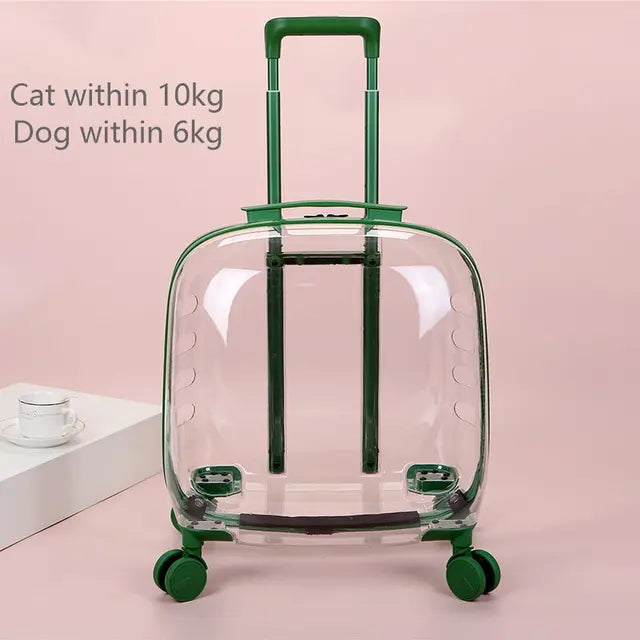 Carro de viaje rodante para mascotas con rueda, cápsula transparente, rosa, verde, cachorros, perros, bolsa para gatos, 5-20Kg