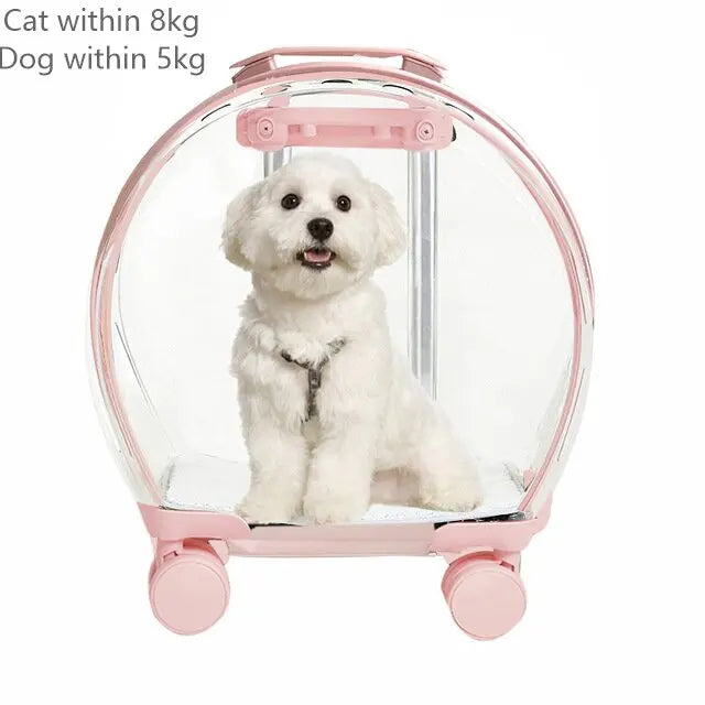 Carro de viaje rodante para mascotas con rueda, cápsula transparente, rosa, verde, cachorros, perros, bolsa para gatos, 5-20Kg