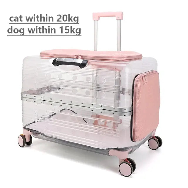 Carro de viaje rodante para mascotas con rueda, cápsula transparente, rosa, verde, cachorros, perros, bolsa para gatos, 5-20Kg