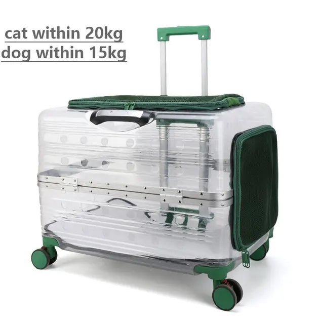 Carro de viaje rodante para mascotas con rueda, cápsula transparente, rosa, verde, cachorros, perros, bolsa para gatos, 5-20Kg